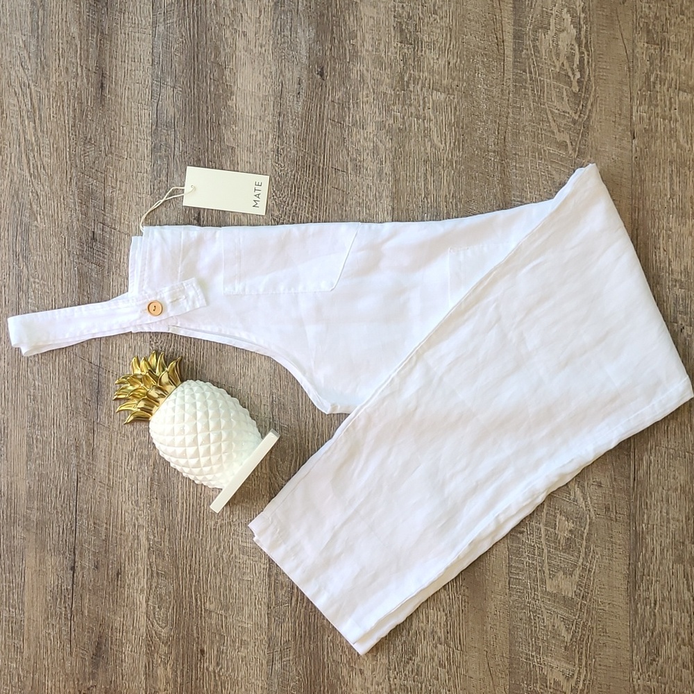 NWT! Mate the Label Maya Linen Overalls - White - Picture 2 of 15